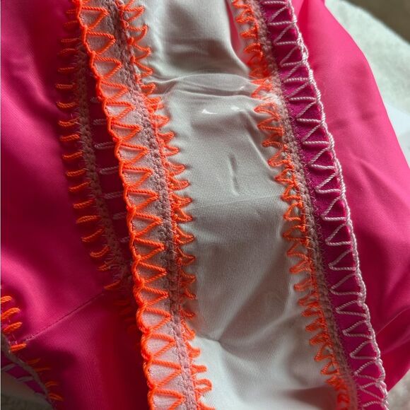 Nwt Anthropologie PilyQ platinum crochet pink cut out one piece swimsuit - Picture 5 of 6